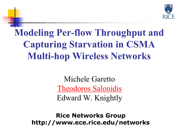 modeling per flow throughput and capturing starvation in