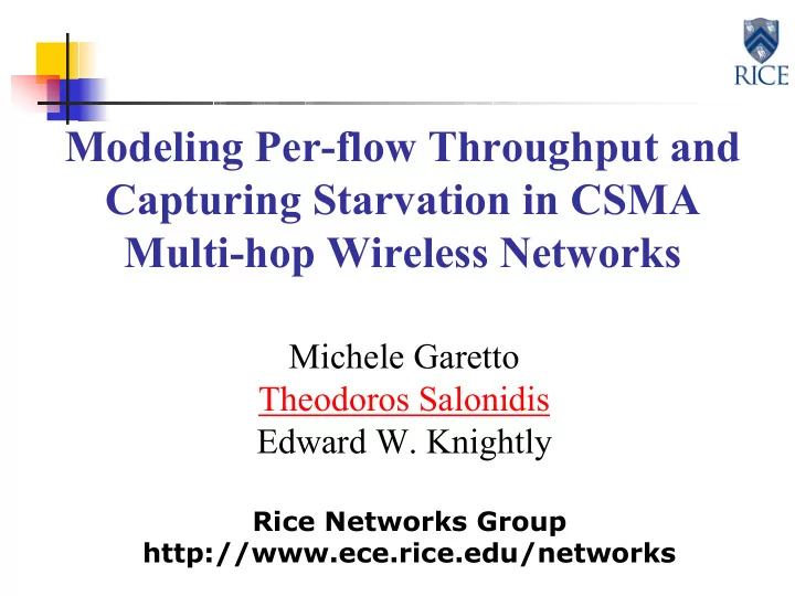 modeling per flow throughput and capturing starvation in