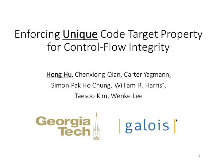 enforcing un unique code target property for control flow