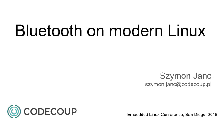 bluetooth on modern linux