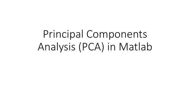 principal components analysis pca in matlab princi cipal