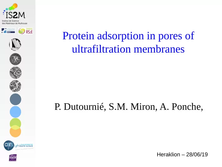 protein adsorption in pores of ultrafiltration membranes