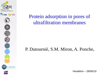 Protein adsorption in pores of  ultrafiltration membranes  P. Dutourni, S.M. Miron, A. Ponche,
