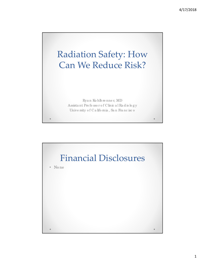 radiation safety how can we reduce risk