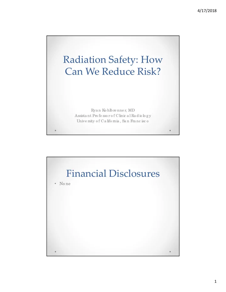 radiation safety how can we reduce risk