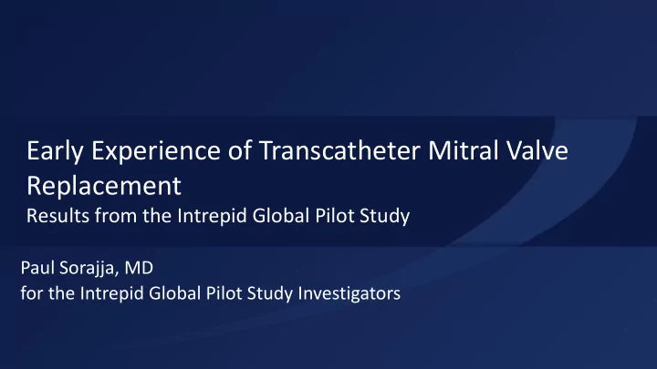 early experience of transcatheter mitral valve