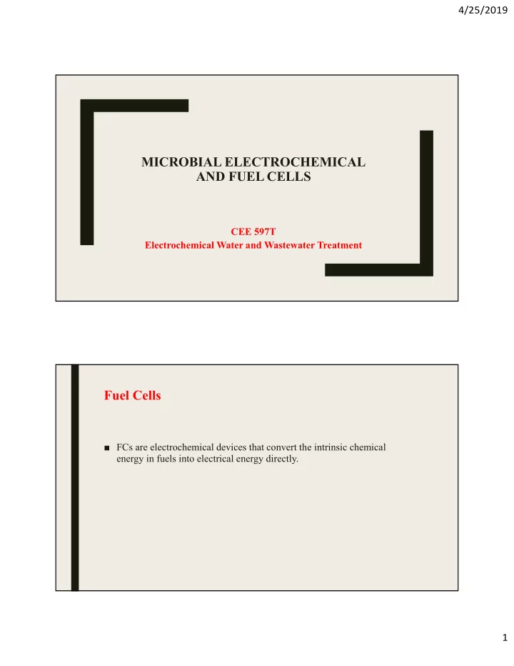microbial electrochemical and fuel cells