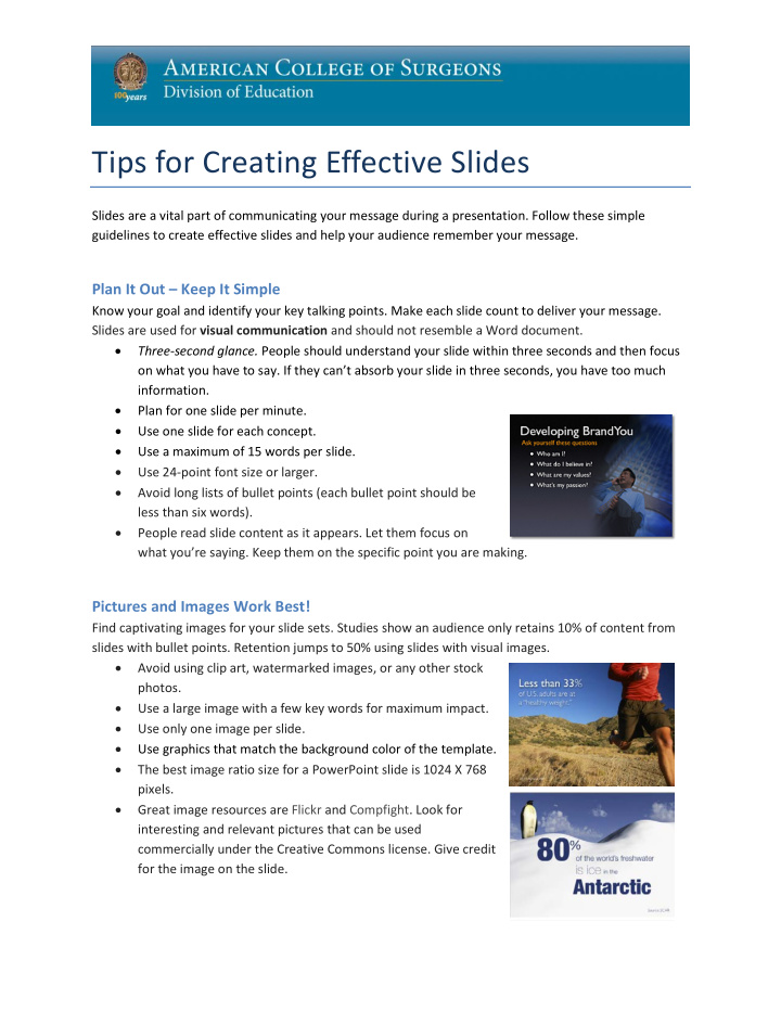 tips for creating effective slides slides are a vital