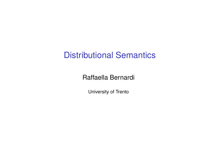 distributional semantics