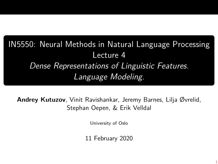 in5550 neural methods in natural language processing