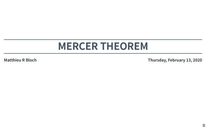 mercer theorem mercer theorem