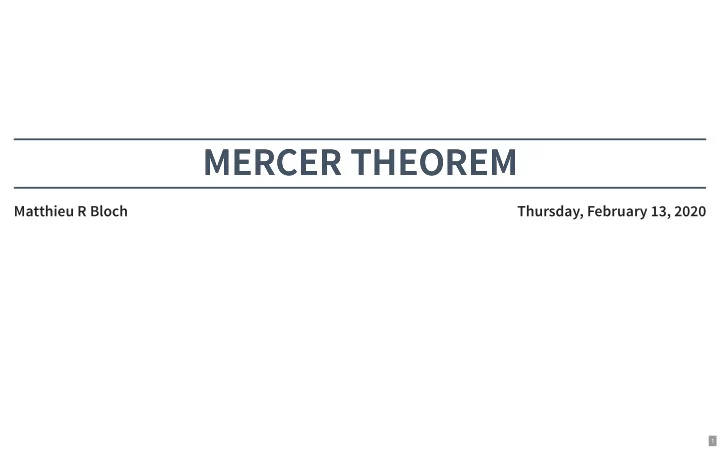 mercer theorem mercer theorem
