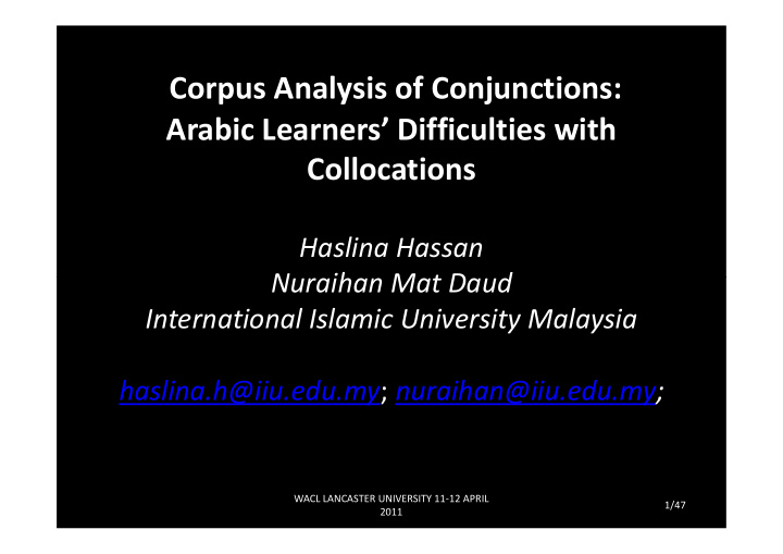 corpus analysis of conjunctions arabic learners
