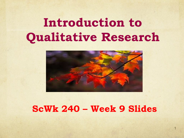 introduction to qualitative research