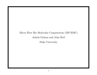 Micro Flow Bio Molecular Computation (MF-BMC)  Ashish Gehani and John Reif  Duke University  1