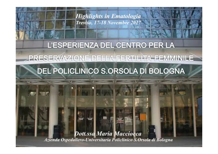 highlights in ematologia