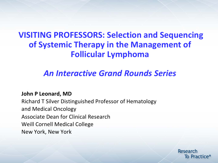 visiting professors selection and sequencing of systemic