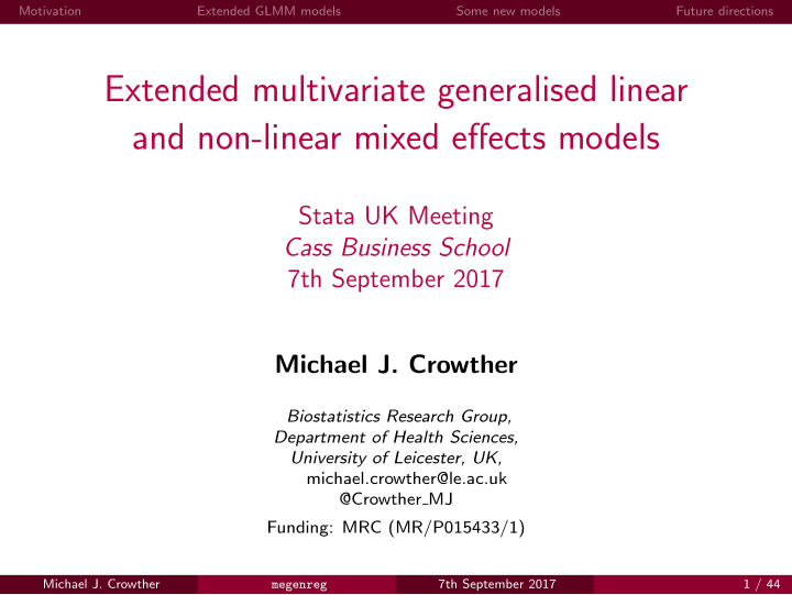 extended multivariate generalised linear and non linear