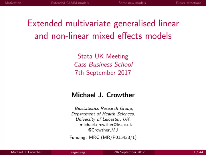 extended multivariate generalised linear and non linear