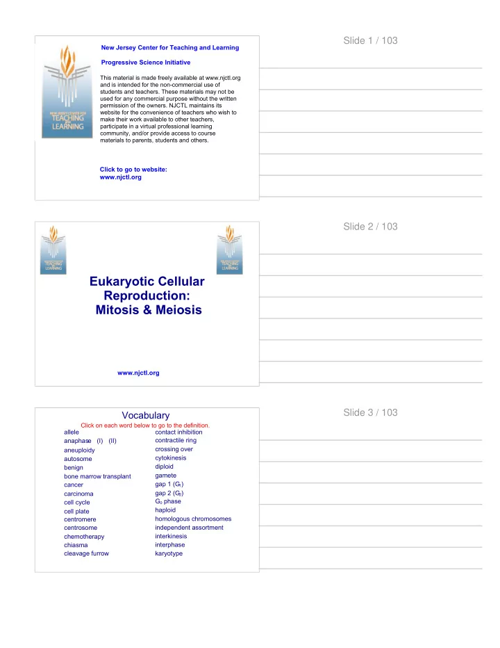 eukaryotic cellular reproduction mitosis meiosis