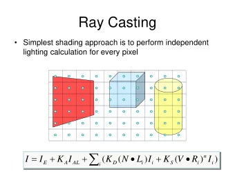 Ray Casting   Simplest shading approach is to perform independent  lighting calculation for