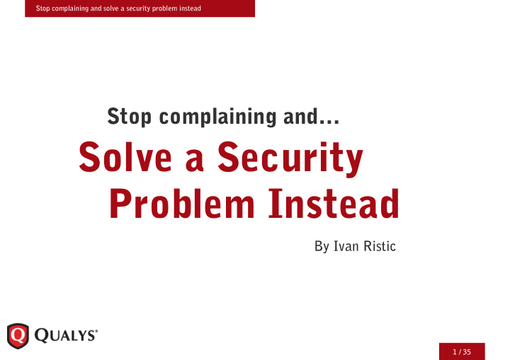 solve a security problem instead