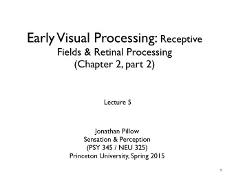 Early Visual Processing: Receptive  Fields &amp; Retinal Processing  (Chapter 2, part 2)  Lecture 5