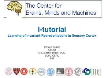 I-tutorial  Learning of Invariant Representations in Sensory Cortex  tomaso poggio  CBMM  McGovern