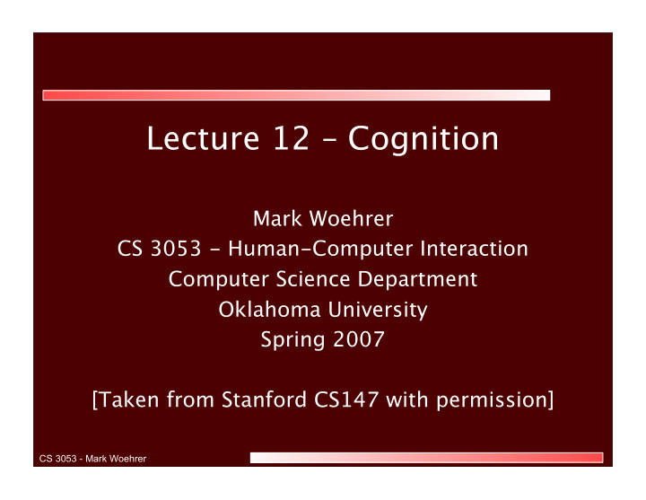 lecture 12 cognition