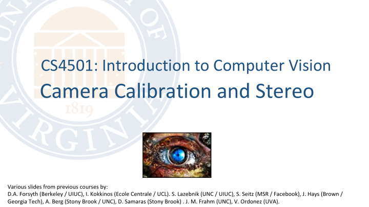 camera calibration and stereo