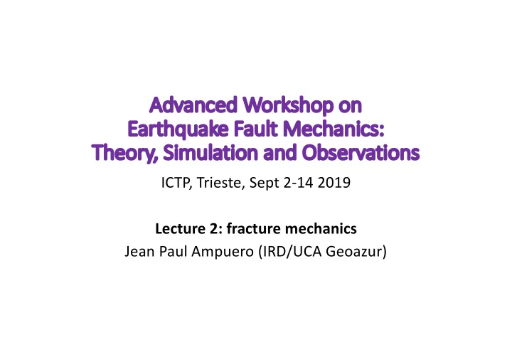 adv advanced anced worksho shop p on n ea earthquake fa