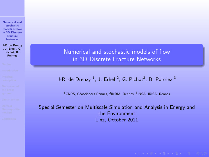 numerical and stochastic models of flow