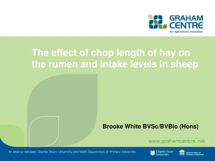 the effect of chop length of hay on