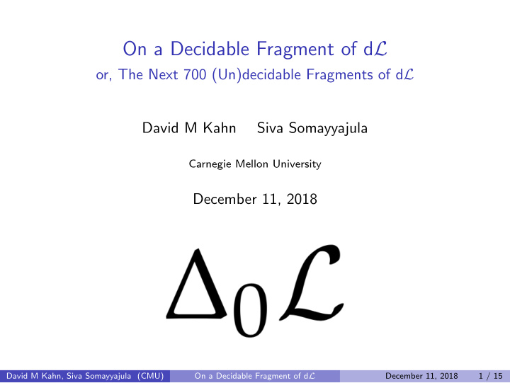 on a decidable fragment of d l