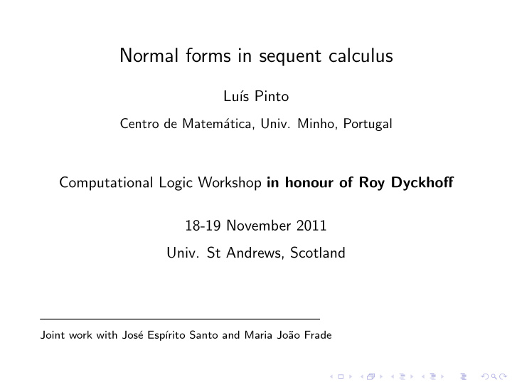 normal forms in sequent calculus