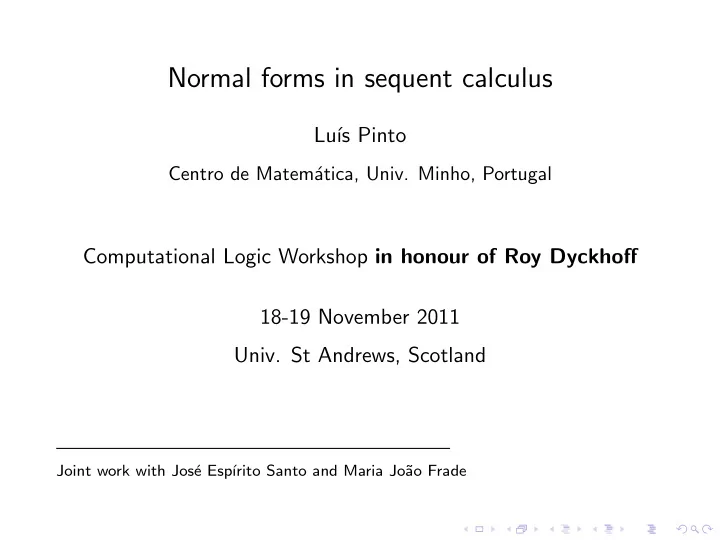 normal forms in sequent calculus