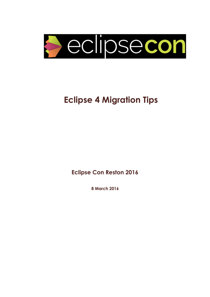 eclipse 4 migration tips