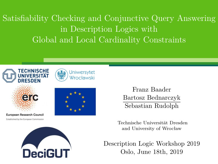 satisfjability checking and conjunctive query answering