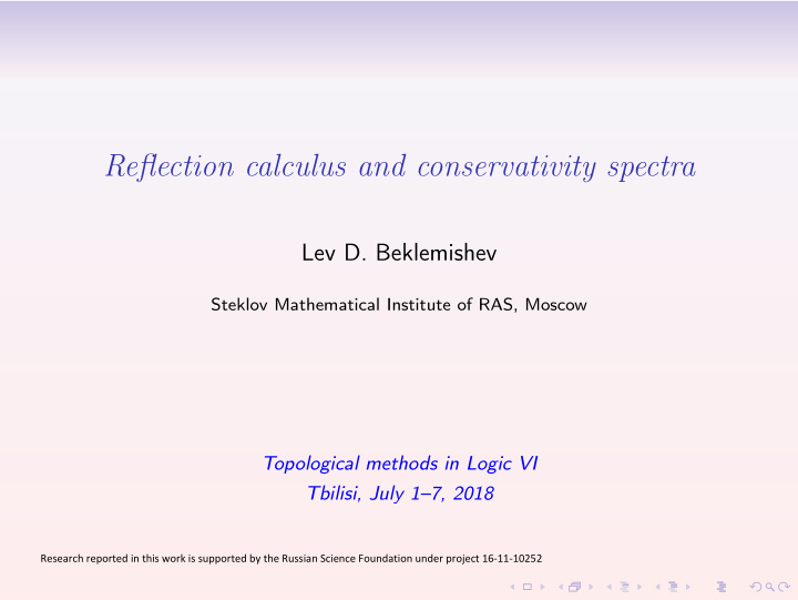 reflection calculus and conservativity spectra