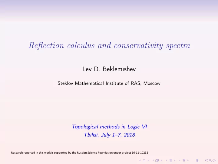 reflection calculus and conservativity spectra
