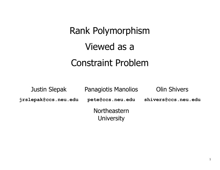 rank polymorphism viewed as a constraint problem
