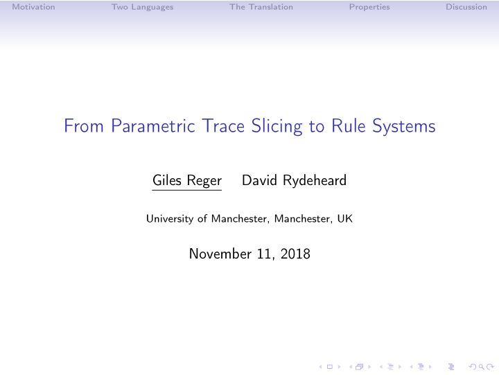 from parametric trace slicing to rule systems