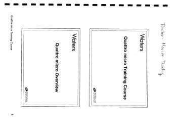 1  1  $  -.  -  r  Q  I Quattro microTM Course Outline  Morning  Afternoon Introduction: QM