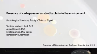 Presence of carbapenem-resistant bacteria in the environment  Bacteriological laboratory, Faculty