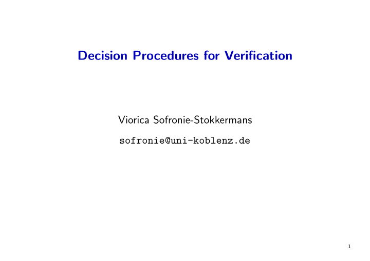 decision procedures for verification