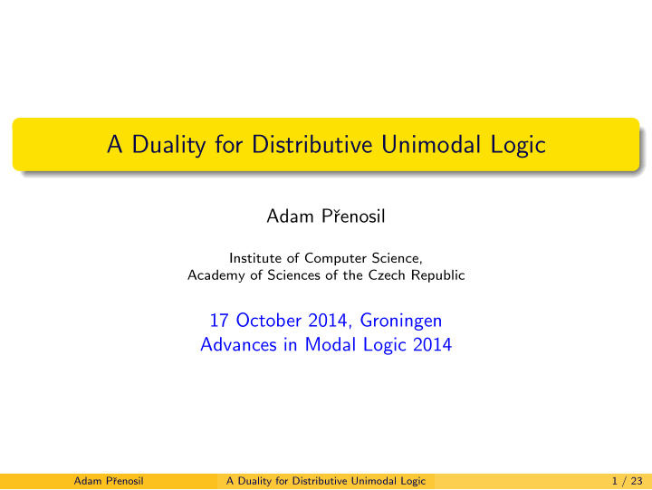 a duality for distributive unimodal logic