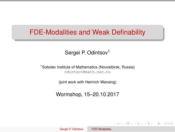 fde modalities and weak definability