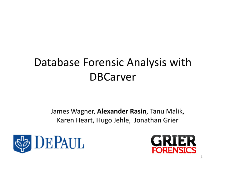 database forensic analysis with dbcarver