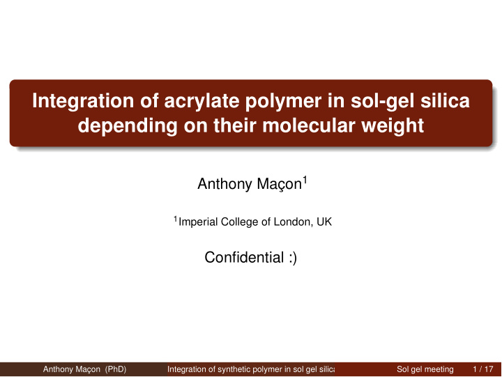 integration of acrylate polymer in sol gel silica