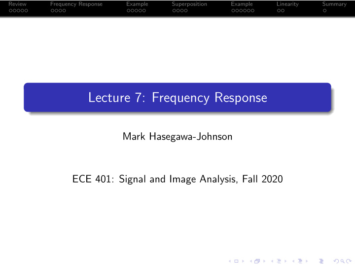 lecture 7 frequency response